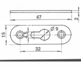 Závěsné oko F4-128, 15 x 47 x 2 mm, 50 ks.