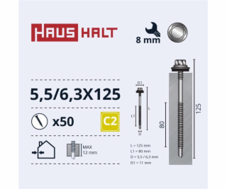 Samořezné šrouby Haushalt, DIN 7504K, 5,5/6,3 x 125 mm, 5...