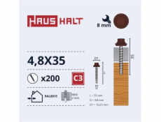 SAMOŘEZACÍ 4,8X35 MED+EPDM RAL8015 (200-12)