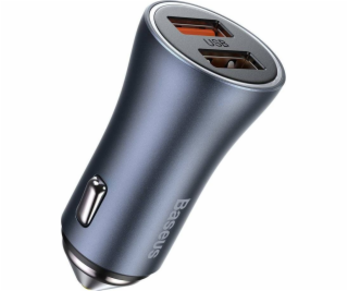 NABÍJAČKA DO AUTO 2XUSB QC4.0 40W ŠEDÁ