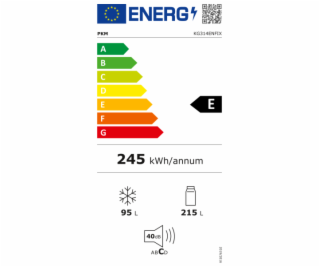 PKM KG314ENFIX Lednice s mrazákem, 310 l, 185 cm Inox Design