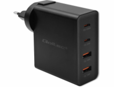 Nabíječka Qoltec Nabíječka GaN Power Pro | 2xUSB-C | 2xUSB | 130W | 5-20V | 1,5-5A| PD | Černá