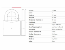 VISACÍ ZÁMEK OBA 79268 52,2X89 MM