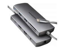 AXAGON HMC-8HLSA, USB 5Gbps hub, 3x USB-A, HDMI 4k/60Hz, RJ-45 GLAN, SD/microSD, audio, PD 100W, kabel USB-C 20cm