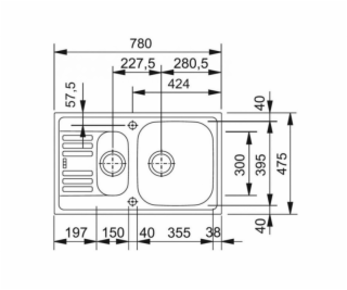 Pračka Franke EFN651-78I, 78 x 47,5 x 15 cm, bez ventilu