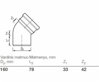 Venkovní drenážní koleno Wavin, O 160 mm, 45°