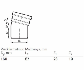 Venkovní drenážní koleno Wavin, O 160 mm, 15°