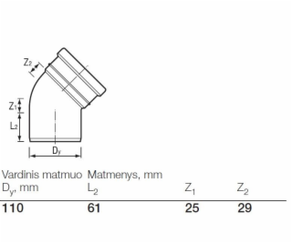 Venkovní drenážní koleno Wavin, O 110 mm, 45°