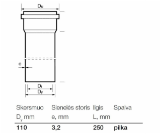 Vnitřní kanalizační PVC trubka Wavin, O 110 mm, 0,25m