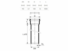 Vnitřní kanalizační potrubí HTplus, O 110 mm, 1m