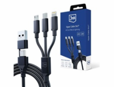 3mk nabíjecí kabel Hyper Cable 3in1 USB-A/C na USB-C/Micro USB/Lightning 1.5m, černá