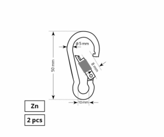 Zapínací karabina s maticí Haushalt, ZP, 2DD, 5 x 50 mm