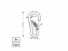 Zapínací karabina s maticí Haushalt, ZP, 2DD, 5 x 50 mm