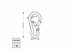 Upevňovací karabina Haushalt, AISI304, 1DD, 8 x 80 mm