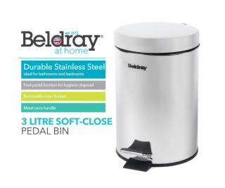 Beldray LA038098SSAFEU7 3litrový Soft-Close pedálový koš SS