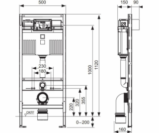 Tece rám TECEPROF SET. PRO WC 3/6L H112 BEZ NAPÁJENÍ