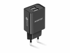 Chytrá síťová nabíječka ALIGATOR 2.4A, 2xUSB, smart IC, černá, Micro USB kabel 2A