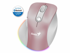 GENIUS Ergo 9000S Pro Pink/ duální Bluetooth + 2,4GHz/ 2400 dpi/ bezdrátová/ 6tlačítková/ tichá/ růžová