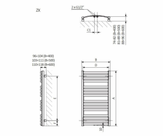 Elektrický sušák ručníků TERMA D01 50 x 96 cm