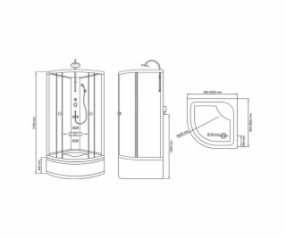 Sprchový kout Thema Lux FLORENCIA QA-049-90 masážní 90x90...