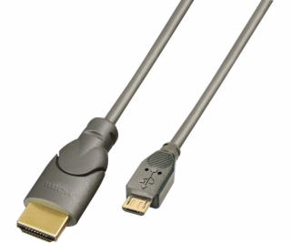 Lindy microUSB - HDMI USB kábel 2 m čierny (41567)