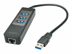 Lindy USB HUB 1x RJ-45 + 3x USB-A 3.0 (43176)