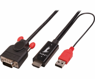 Lindy HDMI kábel - D-Sub (VGA) + USB-A 2m čierny (41456)