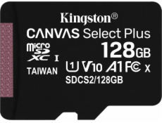 MicroSDXC karta Kingston Canvas Select Plus 128 GB Class 10 UHS-I/U1 A1 V10 (SDCS2/128 GBSP)