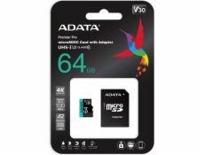 Karta ADATA Premier Pro MicroSDXC 64 GB Class 10 UHS-I/U3 A2 V30 (AUSDX64GUI3V30SA2-RA1)