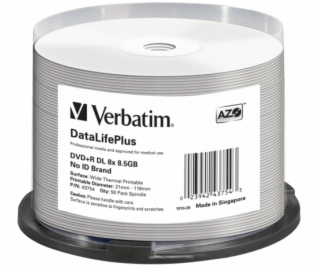 1x50 Verbatim DVD+R Double Layer 8x rychlost 8,5GB tep. p...