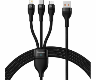 Baseus USB-A - USB-C + microUSB + Lightning kábel 1,2 m č...