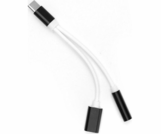 USB adaptér USB-C - Jack 3,5 mm + USB-C čierny (3925)