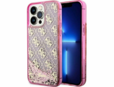 Guess puzdro Guess GUHCP14LLC4PSGP Apple iPhone 14 Pre ružové/ružové pevné puzdro Liquid Glitter 4G Transculent