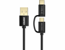 Choetech USB-A - microUSB + USB-C USB kábel 1,2 m čierny (XAC-0012-101BK)