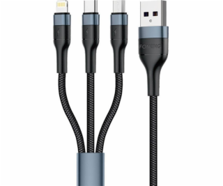 Foneng USB kábel USB-A - USB-C + micro-B + Lightning 1 m ...