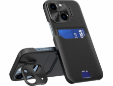 Kožené puzdro Hurtel Stand Case pre Samsung Galaxy S23+, puzdro na peňaženku so stojanom, čierne