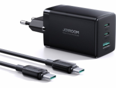 Joyroom nabíjačka Joyroom TCG01 GaN 65W sieťová nabíjačka 2x USB-C, 1x USB-A čierna + USB-C/USB-C kábel 100W 1,2m