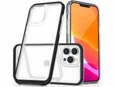 Puzdro Hurtel Clear 3v1 iPhone 14 Pro, silikónový kryt s rámčekom, čierny