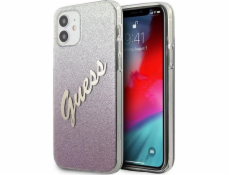 Puzdro Guess Guess GUHCP12SPCUGLSPI Apple iPhone 12 mini ružové/ružové pevné puzdro Glitter Gradient Script