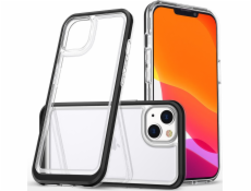 Silikónový kryt Hurtel Clear 3v1 iPhone 14 s rámčekom čierny