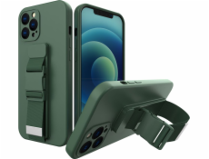 Hurtel Rope case gélové puzdro s retiazkou na kabelku šnúrka na kabelku iPhone 12 Pro Max tmavo zelená