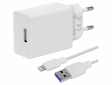 OBAL:ME Cestovní Nabíječka USB-A 10W + USB-A/Lightning Kabel 1m White