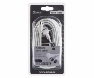 Anténní kabel EMOS SB3110, bílý, stíněný, 10m, úhlový kon...