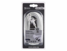 Anténní kabel EMOS SB3110, bílý, stíněný, 10m, úhlový konektor