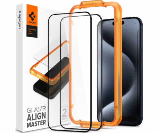 Spigen Glass TR AlignMaster 2 Pack, FC Black - iPhone 15 Pro