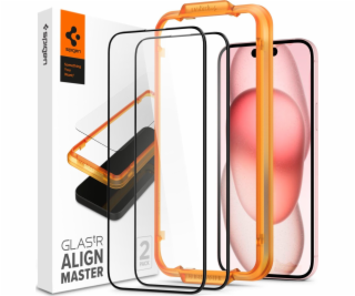 Spigen Glass TR AlignMaster 2 Pack, FC Black - iPhone 15 ...