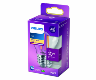 LED žárovka PHILIPS, P45, E27, 4,3 W, 470 lm, 2700 K