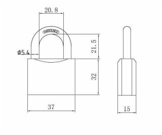 ZÁMEK KLÍČE ŠEDÝ 38/40MM HG340 (12/144)