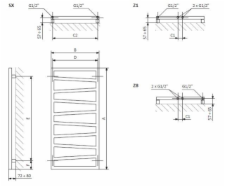 Elektrinis rankšluosčiu džiovintuvas Terma ZigZag 500x1070mm