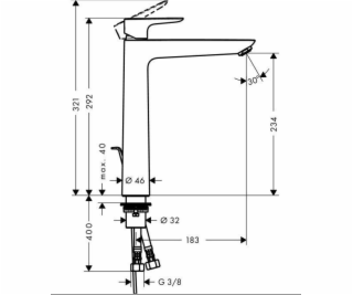 Praustuvo maišytuvas Hansgrohe Talis E 71716340, juodas